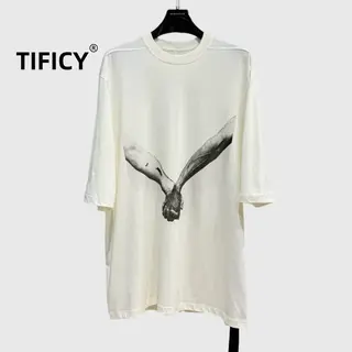 High Street Dark Ro Tee T Shirts Men's New Spring/summer Round Neck Printed Top Retro Loose Pure Cotton T-shirt Tops