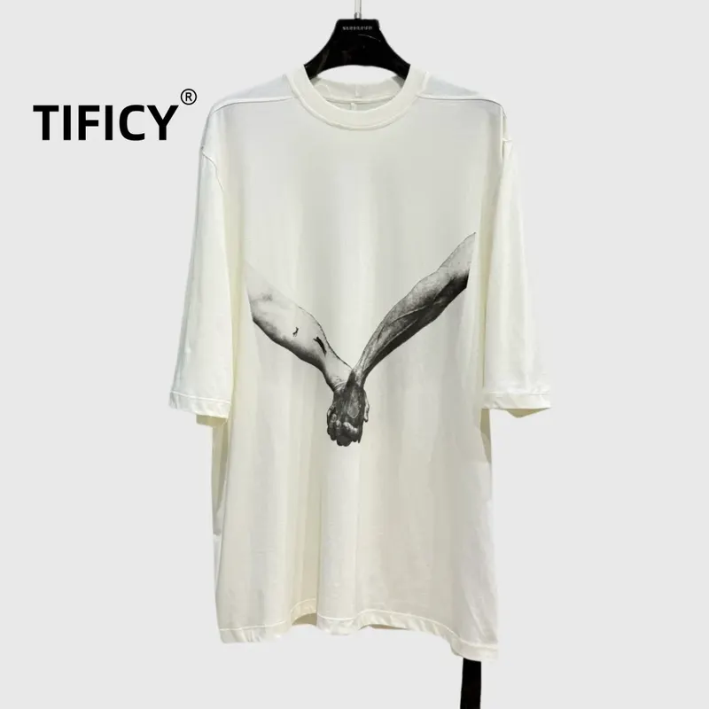 High Street Dark Ro Tee T Shirts Men's New Spring/summer Round Neck Printed Top Retro Loose Pure Cotton T-shirt Tops