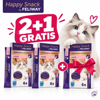 CEVA Feliway Happy snack Łosoś - przysmak dla kota - 2x(6x15g) + 1x(6x15g) GRATIS!
