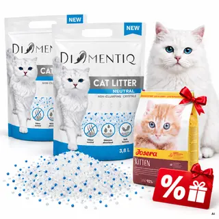 DIAMENTIQ Neutral - żwirek neutralny dla kota - 2x3,8l + GRATIS! JOSERA Minette Kitten + Voucher rabatowy