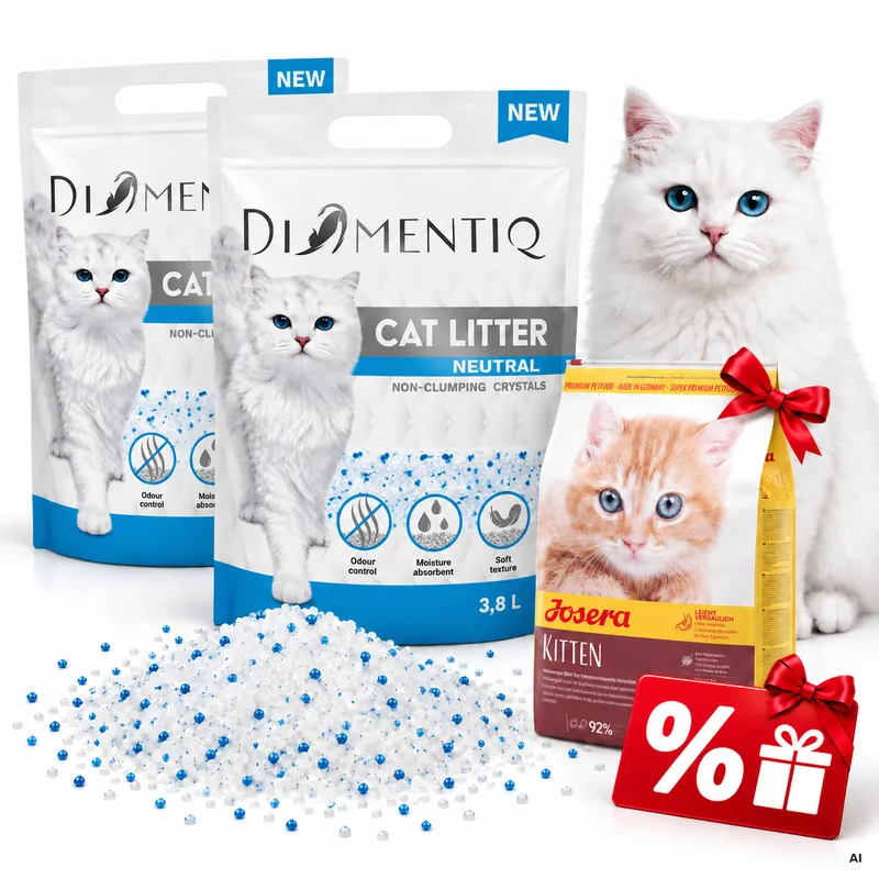 DIAMENTIQ Neutral - żwirek neutralny dla kota - 2x3,8l + GRATIS! JOSERA Minette Kitten + Voucher rabatowy