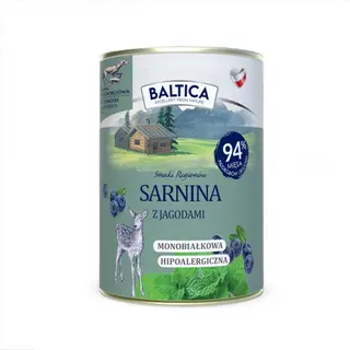 BALTICA Smaki regionów Mono Sarnina z jagodami - mokra karma dla psa - 400g
