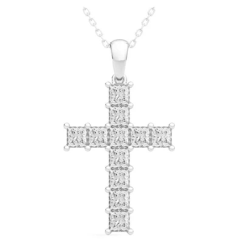 Wisiorek Krzyż 1.50 krt Laboratoryjny Diament 585 Białe Złoto (14K)