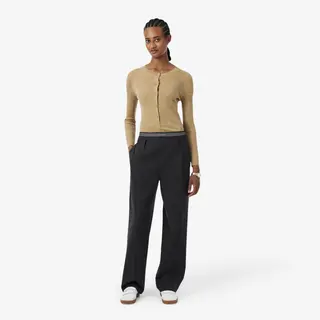 Lacoste Plisowane Spodnie Z Domieszką Wełny I Oversize Szare