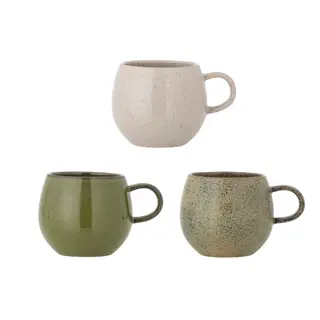 Zestaw 3 kubków Bloomingville Green Stoneware Addison, 500 ml