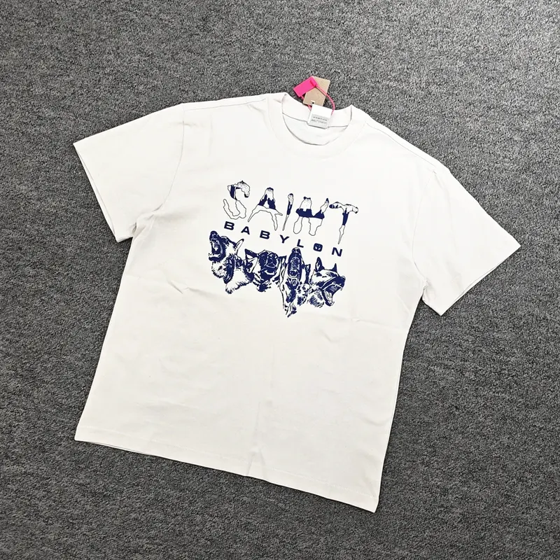Yao Fashion Saint OF Michael Vintage Retro Casual Streetwear Oversize Loose Sport Y2k High Street Graphics Print T Shirt For Men