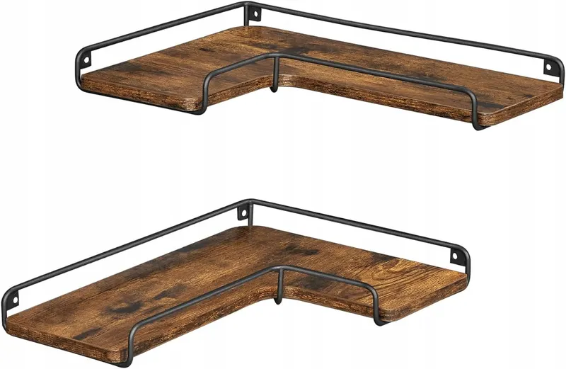 ZESTAW 2 sztuki półki narożne ŚCIENNE wiszące 29 x 40 vintage LOFT komplet