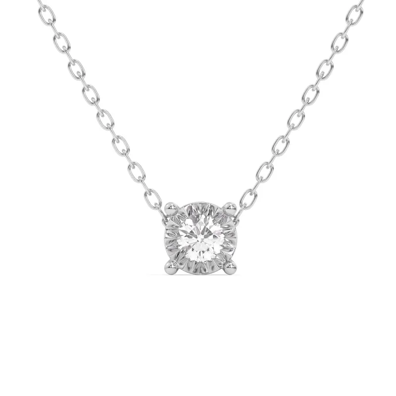 Wisiorek Miracle Plate Solitaire Laboratoryjny Diament 585 Białe Złoto (14K)