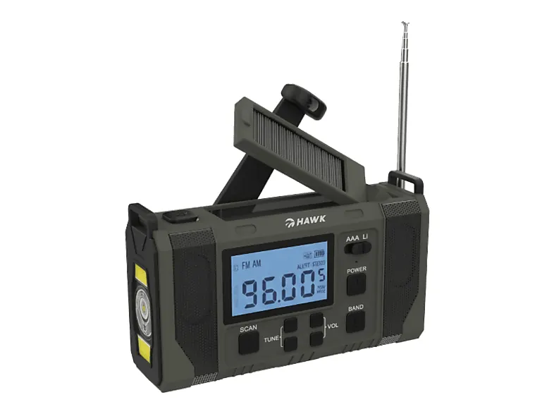 Radio solarne dynamo na korbkę HAWK Expedition R20 HWRDI420GN Szary