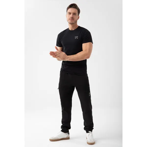 Czarny męski T-shirt slim fit TW BASIC TSHIRT 194 M BLACK - M