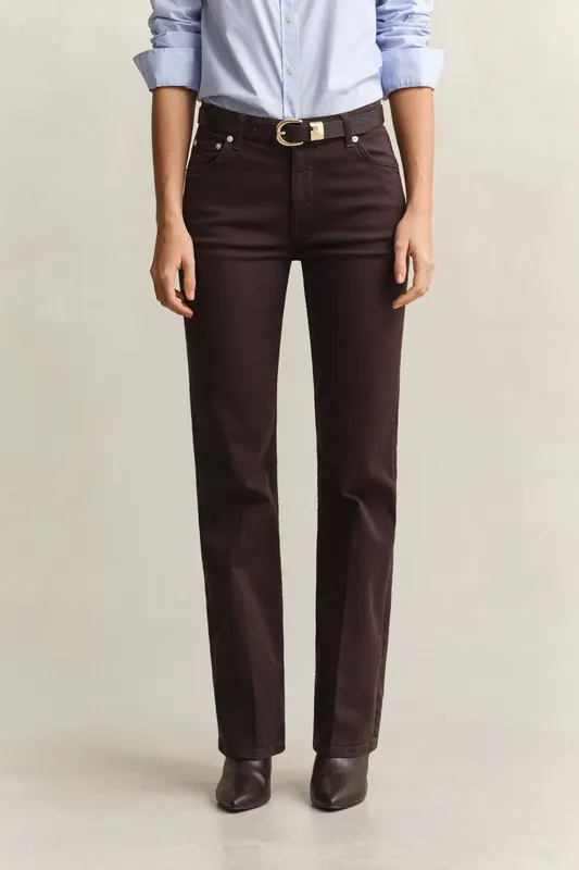 Gant Jeansy Damskie Flare Fit Brązowe