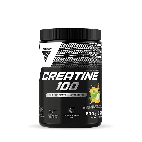CREATINE 100 - monohydrat kreatyny z witaminą B6 - Kwaśne zielone jabłko - 600 g