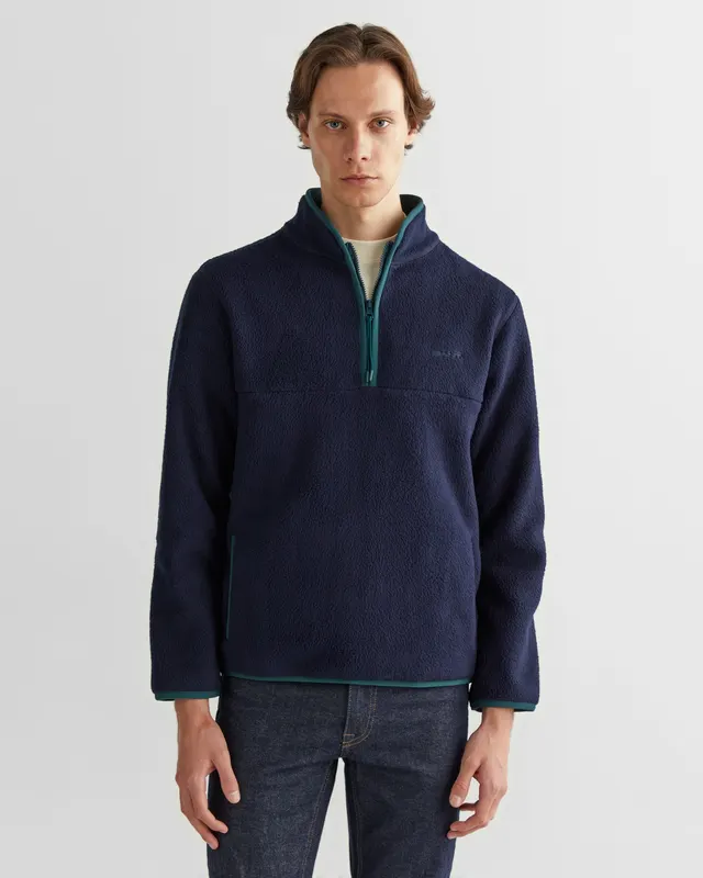 Gant Bluza Męska Z Zamkiem Do Połowy Z Długim Rękawem Regular Fit