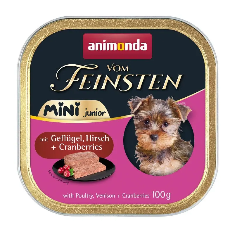 ANIMONDA Vom Feinsten Junior Mini Drób z dziczyzną i żurawiną - mokra karma dla psa - 100g
