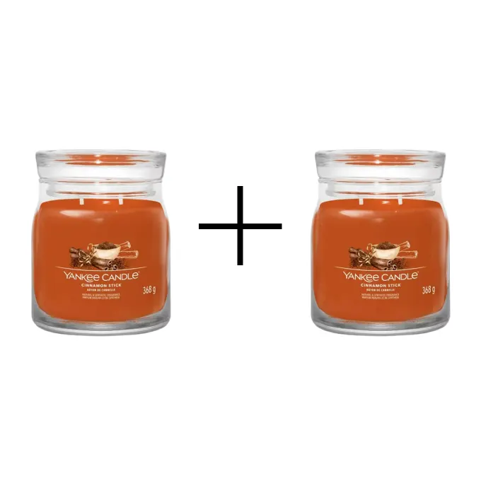 Yankee Candle Signature Świeca w Średnim Słoiku z Dwoma Knotami Cinnamon Stick 1+1