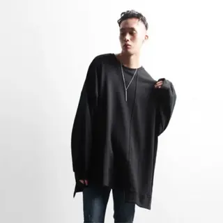 Men's Long-Sleeve T-Shirt Spring And Autumn New Personality Irregular Hem Leisure Loose Yamamoto Wind Large Size T-Shirt