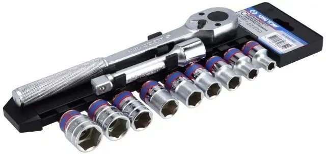 ZESTAW NASADEK 1/2' 8-21MM 11EL. GRZECHOTKA POKRETLO PRZEDŁUŻKA KING TONY