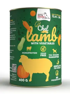 SYTA MICHA Chef Jagnięcina z warzywami Mono - mokra karma dla psa - 400 g