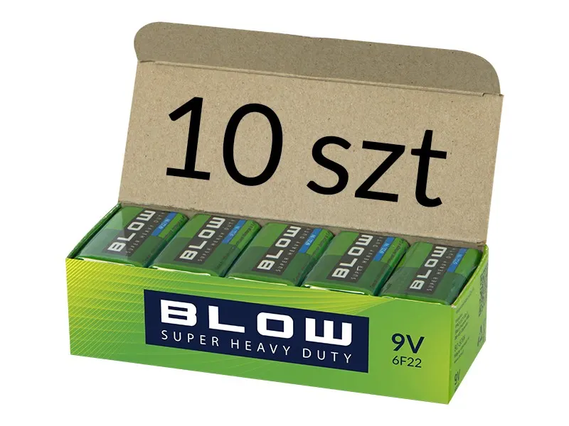 BLOW Bateria 9V 6F22 Super Heavy Duty 10 sztuk