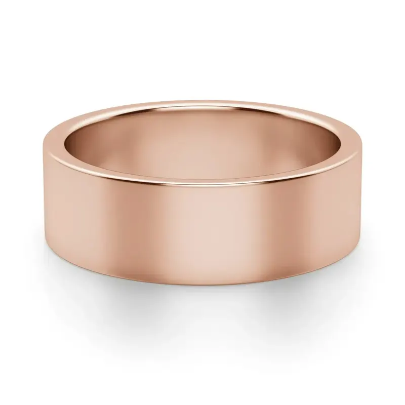 Klasyczna Męska Obrączka Ślubna Flat 6 MM 585 Różowe Złoto (14K)