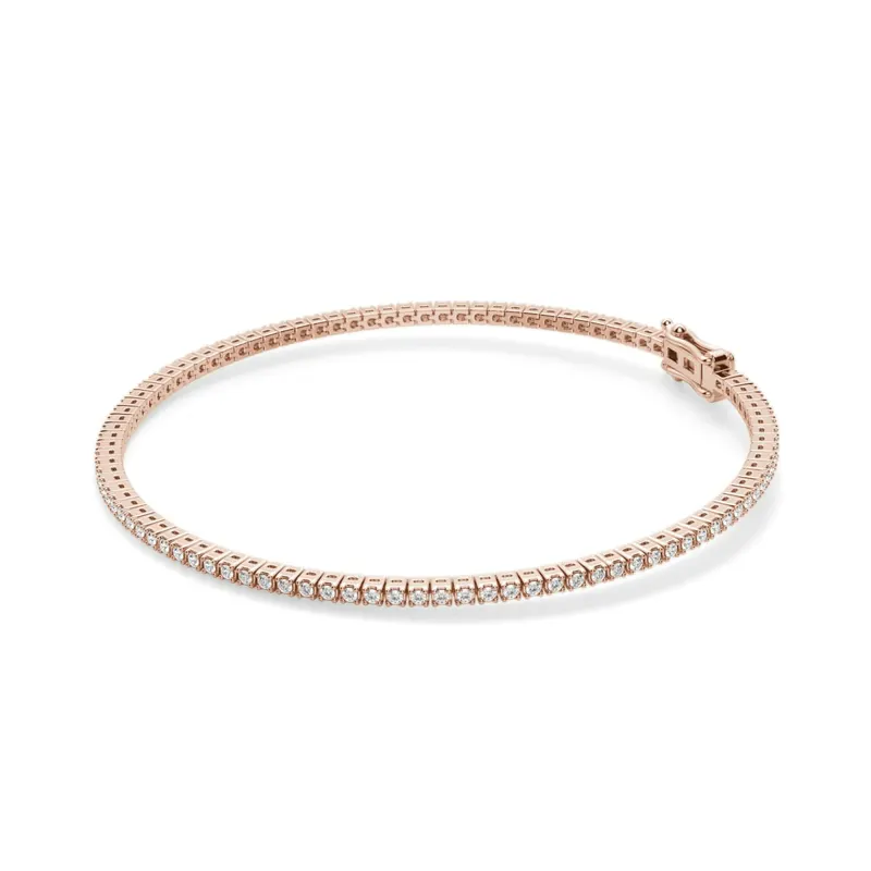 4 Prong Okrągła Diamentowa Tenisowa Bransoletka 1.00 krt z 14K (585) Różowego Złota