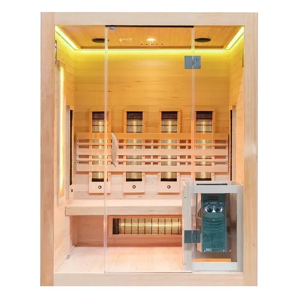 Sauna COMBI Fińska z piecem 4,5 kW i kamieniem solnym INFRARED 150x120x190