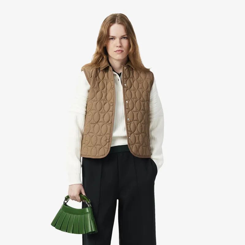 Lacoste Pikowana Kamizelka Tenisowa Brązowa