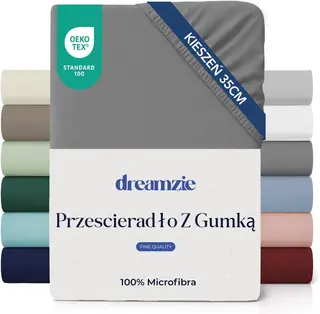 PRZEŚCIERADŁO 160X200 NAKŁADKA 35CM MIKROFIBRA ANTRACYT GUMKA