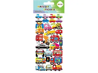 Naklejki HAPPY COLOR 3D PUFFY Funny Vehicles 9.5x22 cm Wielokolorowy