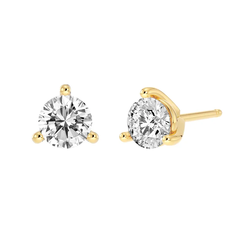 Klasyczne Kolczyki Sztyfty z Naturalnym Okrągłym Diamentem 0.50 Karata 585 Żółte Złoto (14K)
