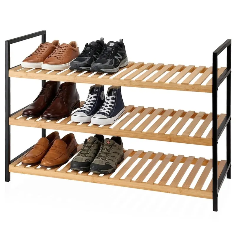 Regał na buty bambusowy 3-poziomowy 70x30x48 cm