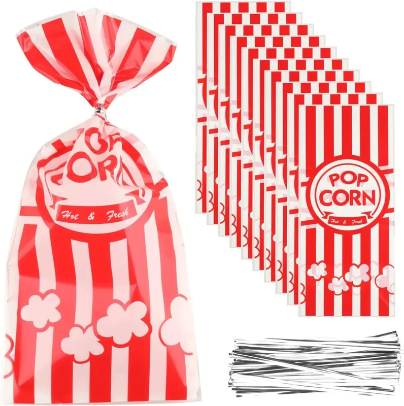 TOREBKI NA POPCORN KRAFT 200 SZT PASKI IMPREZY ŚWIĘTA HALLOWEEN