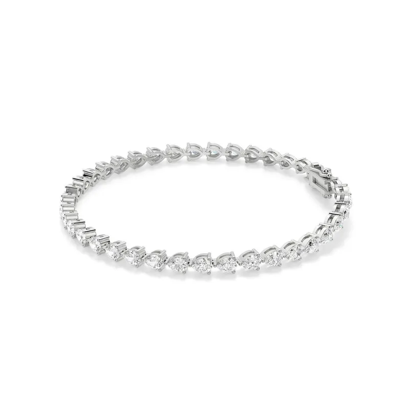 3 Prong Gruszka Tenisowa Bransoletka s Laboratoryjnym Diamentem 8.00 krt z białego złota pr. 14K (585)