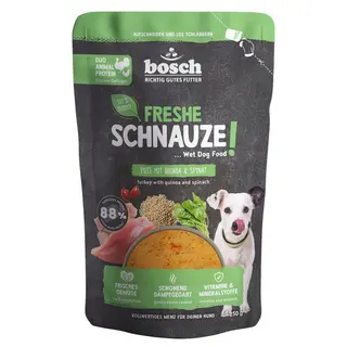 BOSCH Freshe Schnauze z indykiem, komosą ryżową i szpinakiem - mokra karma dla psa - 250g