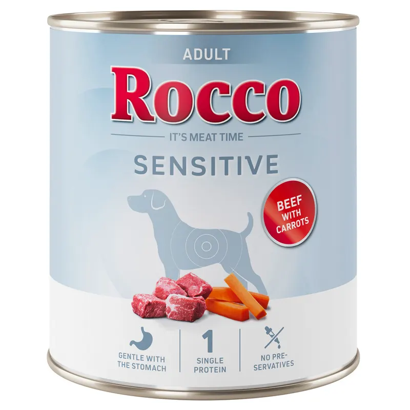 Megapakiet: Rocco Sensitive, 24 x 800 g - Nowa receptura: wołowina z marchewką
