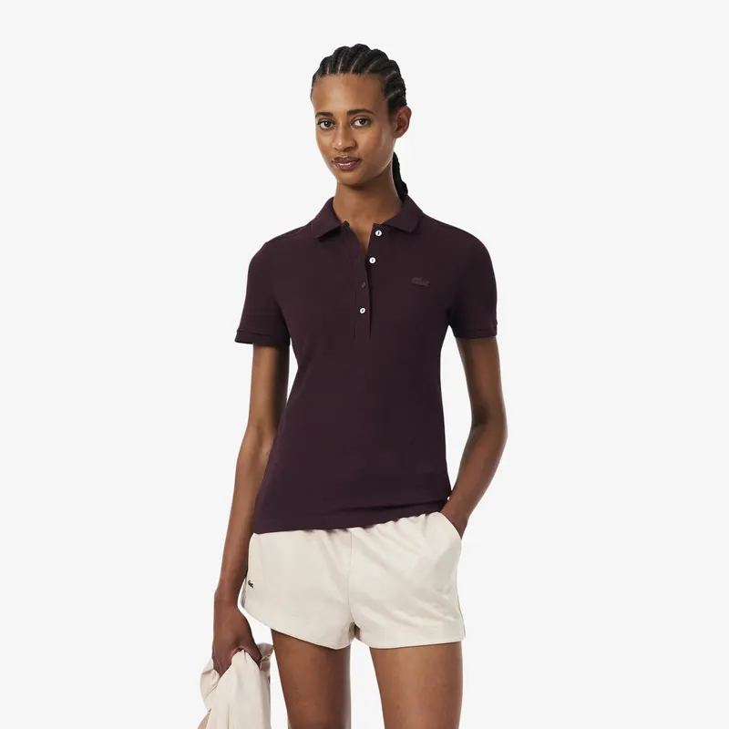 Lacoste L.12.D Koszulka Polo Slim Fit Z Elastycznego Piqué Bordowa