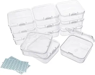 POJEMNIKI 12 SZTUK MAŁE PRZEZROCZYSTE PLASTIKOWE PUDEŁKA ORGANIZERY