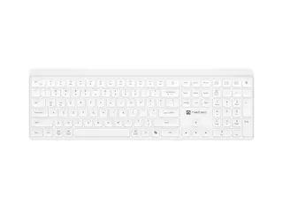 Natec Klawiatura Tang US bezprzewodowa BT + 2.4GHz cicha Slim biała