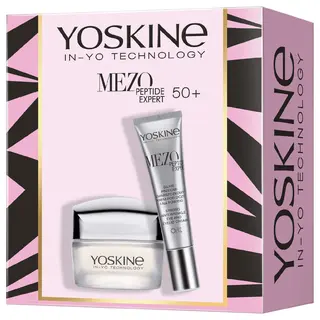 Zestaw Yoskine Mezo Peptide Expert krem przeciwzmarszczkowy 50+ na dzień i noc 50 ml + krem pod oczy i na powieki 15 ml z biomimetycznym pentapeptydem, bio-mikroigłami, kofeiną i kwasem hialuronowym