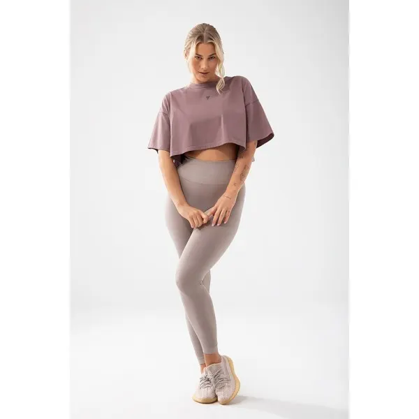 Fioletowy T-shirt damski crop top TRECGIRL BASIC T-SHIRT 160 PURPLE - M/L