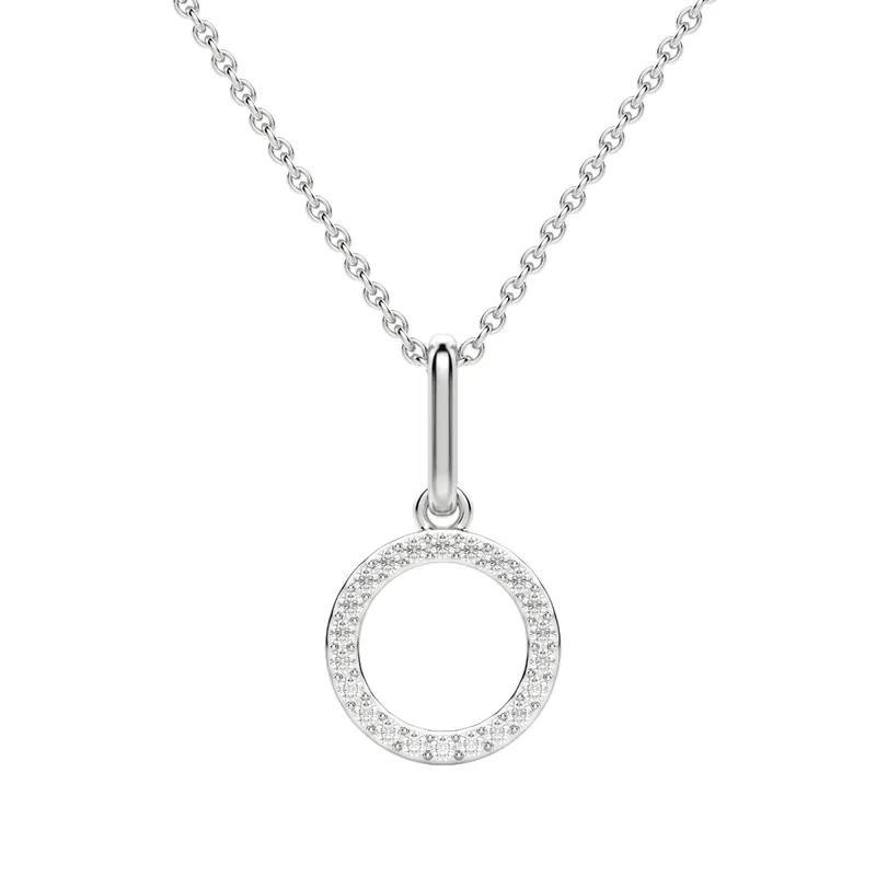 Wisiorek Litera "O" Laboratoryjny Diament 585 Białe Złoto (14K)