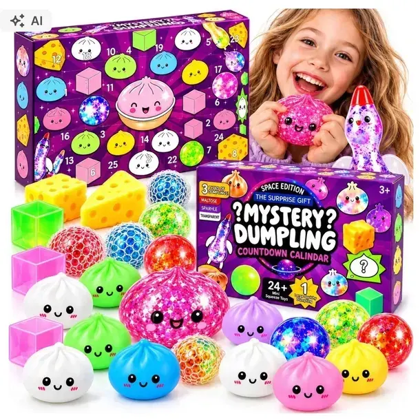 Kalendarz Adwentowy SQUISHY gniotki duży zestaw 24 dni Prezent Antystresowe
