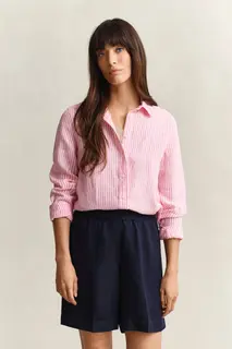 Gant Lniana Koszula Damska W Paski Z Długim Rękawem Regular Fit