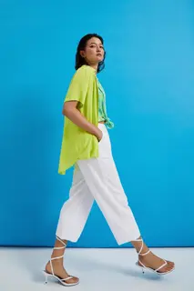 Koszula z kołnierzykiem limonkowa