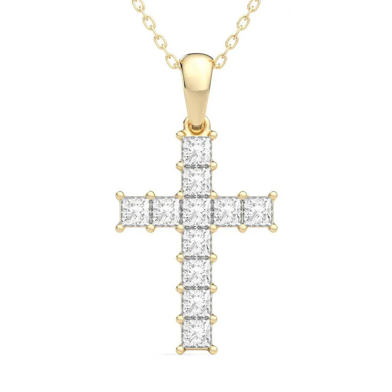 Wisiorek Krzyż 1.00 krt Laboratoryjny Diament 585 Żółte Złoto (14K)
