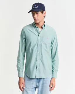 Gant Koszula Męska Z Długim Rękawem Regular Fit Zielona