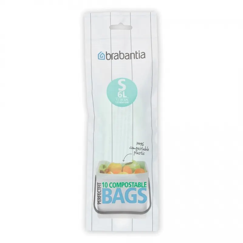 Worki na śmieci 10 szt do kompostowania 6l Brabantia Compostable Bags białe