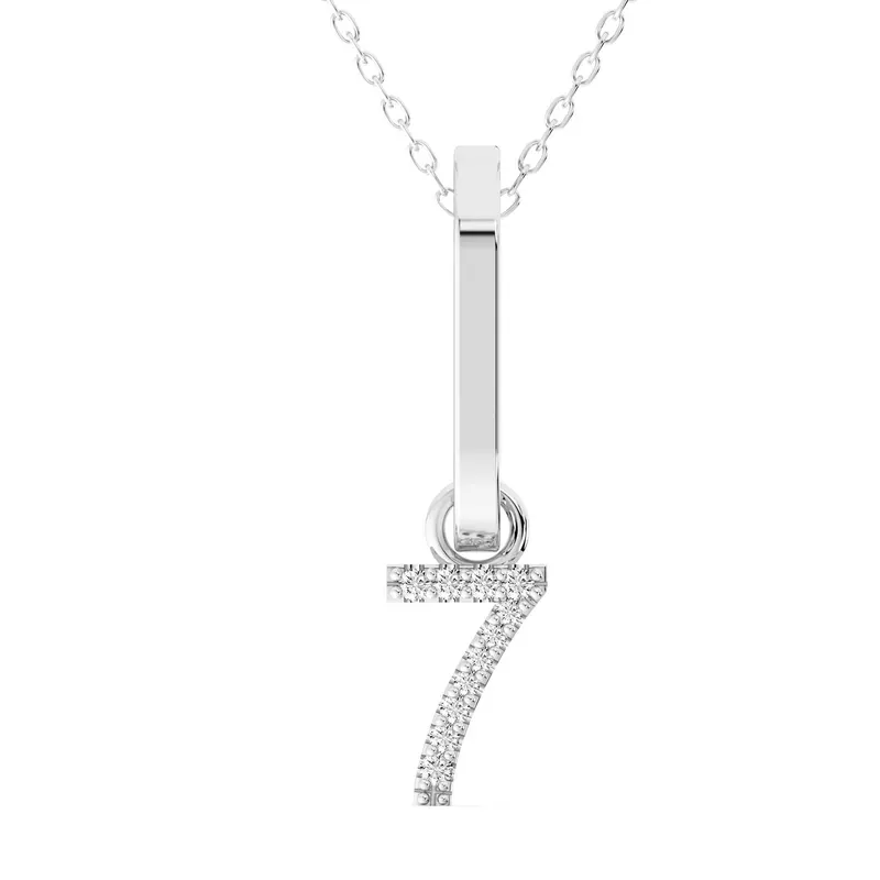 Wisiorek Numer "7" Laboratoryjny Diament 585 Białe Złoto (14K)