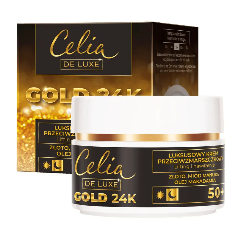 Celia Gold 24k luksusowy krem do twarzy przeciwzmarszczkowy 50+ ze złotem i miodem manuka 50 ml
