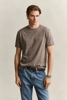 Gant T-Shirt Shield Męski Regular Fit Brązowy